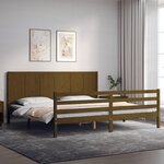 vidaXL Cadre de lit avec tête de lit marron miel 200x200cm bois massif