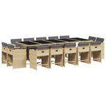 vidaXL Ensemble à manger de jardin et coussins 15 Pièces mélange beige