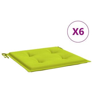 vidaXL Coussins de chaise de jardin lot de 6 vert vif 50x50x4 cm