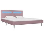 vidaXL Cadre de lit avec LED Rose Tissu 180x200 cm