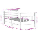 vidaXL Cadre de lit sans matelas blanc 75x190 cm bois de pin massif
