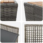 Ensemble Bistro de Jardin 3 Pièces avec Coussins Gris en Poly Rattan