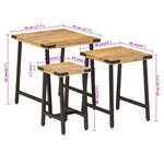 vidaXL Tables basses gigognes 3 Pièces bois massif de manguier et fer
