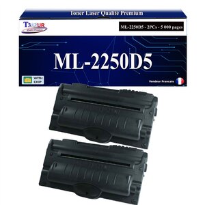 T3AZUR - 2x Toners compatibles avec Samsung ML-2250D5 ML2250D5 pour Samsung ML2250 ML2251N ML2251NP ML2251W ML2252W