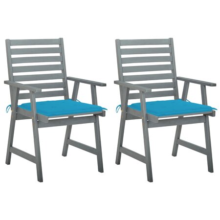 vidaXL Chaises à dîner d'extérieur 2 Pièces avec coussins Acacia massif