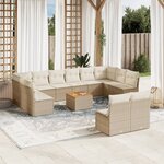 vidaXL Salon de jardin avec coussins 13 Pièces beige résine tressée