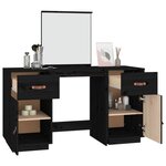 vidaXL Ensemble de coiffeuse avec miroir noir bois de pin solide