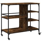 vidaXL Chariot de cuisine chêne fumé 100x45x89 5 cm bois d'ingénierie