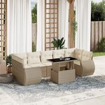 vidaXL Salon de jardin avec coussins 8 Pièces beige résine tressée