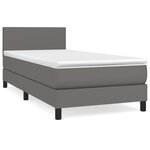 vidaXL Sommier à lattes de lit avec matelas Gris 90x190 cm Similicuir