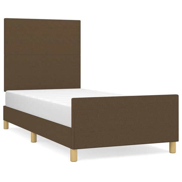 vidaXL Cadre de lit avec tête de lit Marron foncé 90x200 cm Tissu
