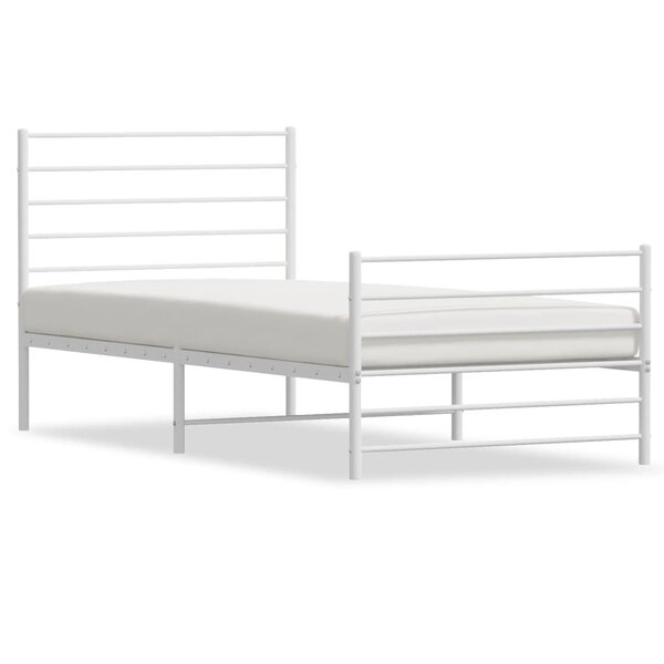 vidaXL Cadre de lit métal avec tête de lit/pied de lit blanc 107x203cm