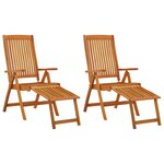 vidaXL Chaises de jardin pliables repose-pieds lot de 2 Eucalyptus