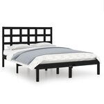 vidaXL Cadre de lit Noir Bois massif 140x190 cm