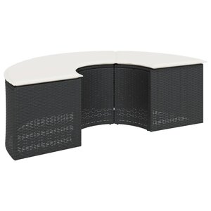 vidaXL Tabouret de jardin avec coussin noir résine tressée