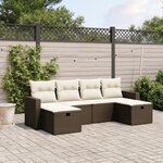 vidaXL Salon de jardin avec coussins 6 Pièces marron résine tressée