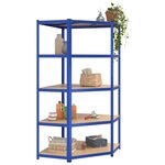 vidaXL Étagères à 5 niveaux 3 Pièces Bleu Acier et bois d'ingénierie