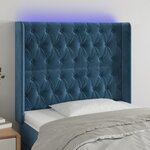 vidaXL Tête de lit à LED Bleu foncé 93x16x118/128 cm Velours
