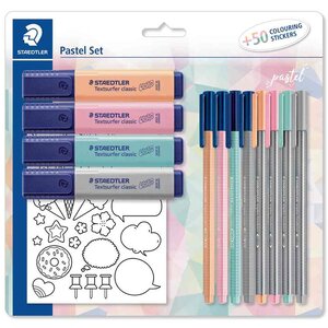 Set d'écriture pastel avec 50 gommettes à colorer STAEDTLER