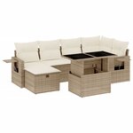 vidaXL Salon de jardin avec coussins 7 Pièces beige résine tressée