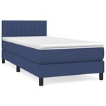 vidaXL Sommier à lattes de lit avec matelas Bleu 90x200 cm Tissu