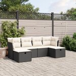 vidaXL Salon de jardin 6 Pièces avec coussins noir résine tressée