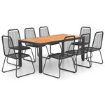 vidaXL Ensemble à dîner de jardin 9 Pièces Rotin PVC Noir et marron