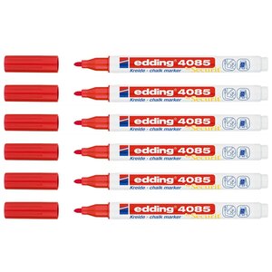 Marqueur Craie Liquide 4085 Rouge Pointe Ronde 1-2 mm x 6 EDDING