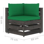 vidaXL Salon de jardin 5 Pièces avec coussins Bois imprégné de gris