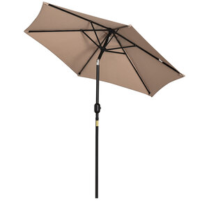 Parasol hexagonal inclinable dim. Ø 2 3 x 2 16H m métal polyester haute densité beige