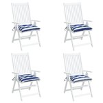 vidaXL Coussins de chaise lot de 4 rayures bleues blanches 50x50x7 cm