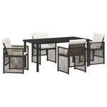 Ensemble de Salle à Manger de Jardin 5 pièces avec Coussins Marron en Poly Rattan