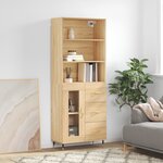 vidaXL Buffet haut Chêne sonoma 69 5x34x180 cm Bois d'ingénierie