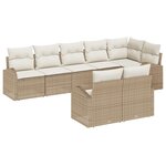 vidaXL Ensemble de canapé de jardin 8 pièces avec coussins en poly rotin beige