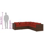vidaXL Salon de jardin 5 Pièces avec coussins résine tressée marron