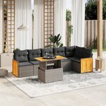 vidaXL Salon de jardin avec coussins 7 Pièces gris résine tressée