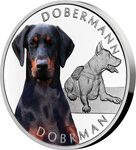 Monnaie en argent 1 dollar g 31.1 (1 oz) millésime 2023 dog breeds doberman