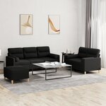vidaXL Ensemble de canapés 3 Pièces avec coussins noir tissu