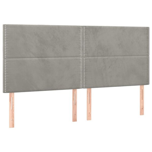 vidaXL Têtes de lit 4 Pièces Gris clair 80x5x78/88 cm Velours