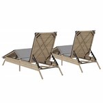 vidaXL Chaises longues avec coussins lot de 2 beige résine tressée