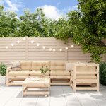 vidaXL Salon de jardin 6 Pièces avec coussins bois massif