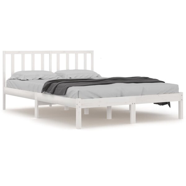vidaXL Cadre de lit Blanc Bois de pin massif 140x190 cm