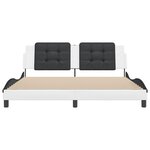 vidaXL Cadre de lit et tête de lit blanc et noir 180x200 cm similicuir