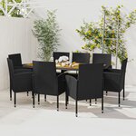 vidaXL Mobilier à dîner d'extérieur 9 Pièces Résine tressée Noir