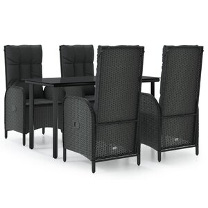 vidaXL Ensemble à manger de jardin coussins 5Pièces Noir Résine tressée