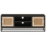 vidaXL Meuble TV noir 110x30x40 cm bois massif de manguier et fer