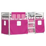 vidaXL Lit superposé avec rideaux rose 75x190 cm bois pin massif