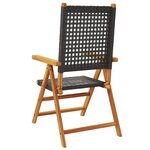 vidaXL Chaises inclinables de jardin lot de 4 noir rotin bois massif