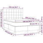 vidaXL Sommier à lattes de lit et matelas Gris clair 140x190cm Velours