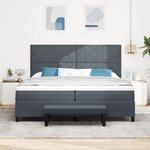 vidaXL Lit à Sommier avec Matelas & Banc Gris Foncé 200x200 cm Velours
